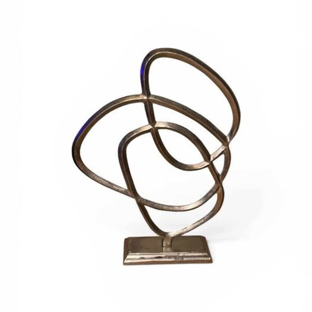 Modern Abstract Bronze Metal Loop Sculpture